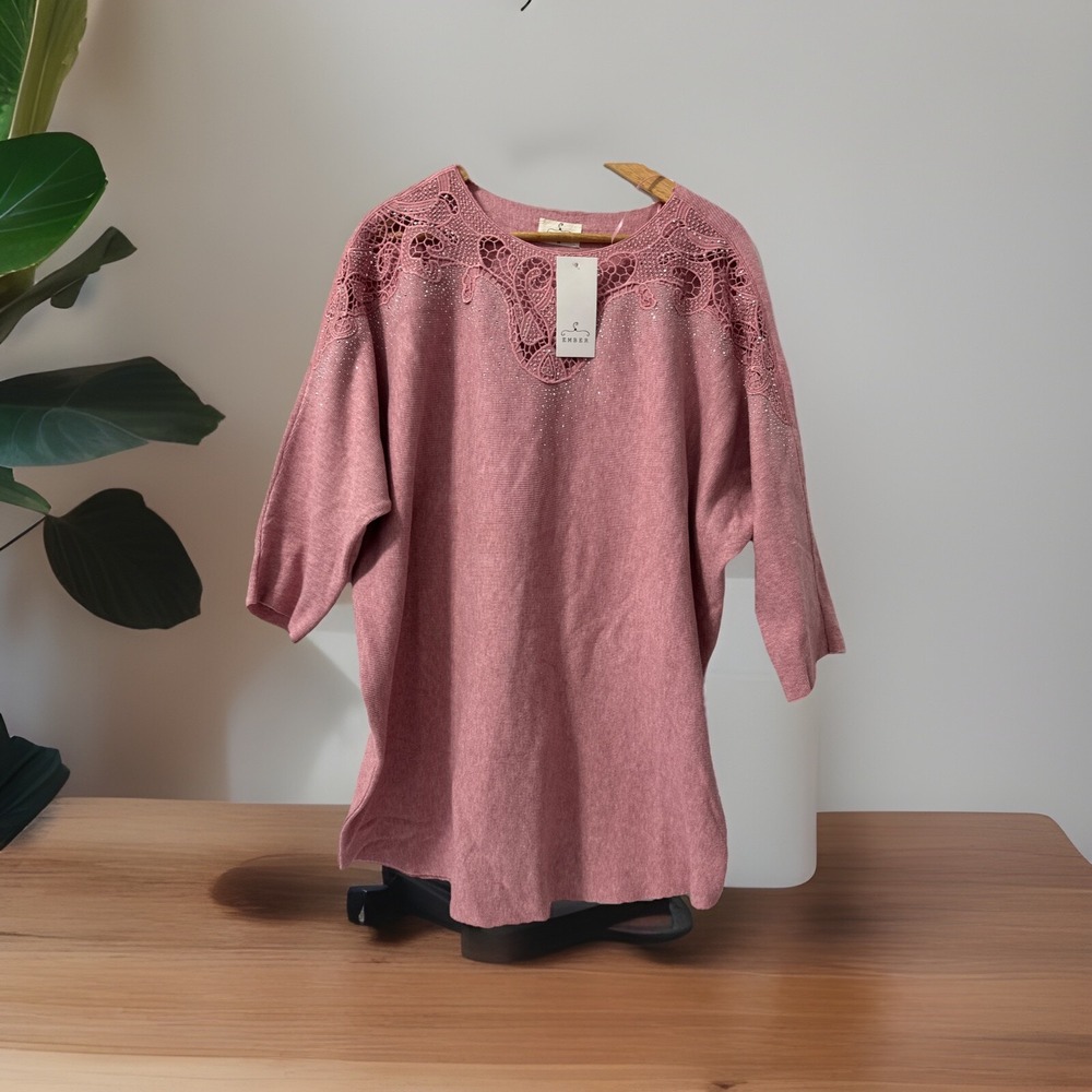 Ember Plus Size Wemons Sweater Bling And‎ Sparkle Pink Size 2X